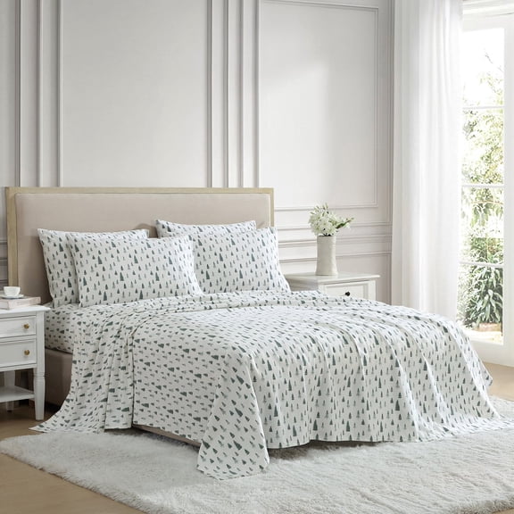 Lenox Flannel Sheet Set, Queen (Pine Trees Green)