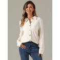 thumbnail image 3 of DARING DIVA Women's Casual Long Sleeve Button Down Turn Down Collar Shirts XS Apricot, 3 of 6