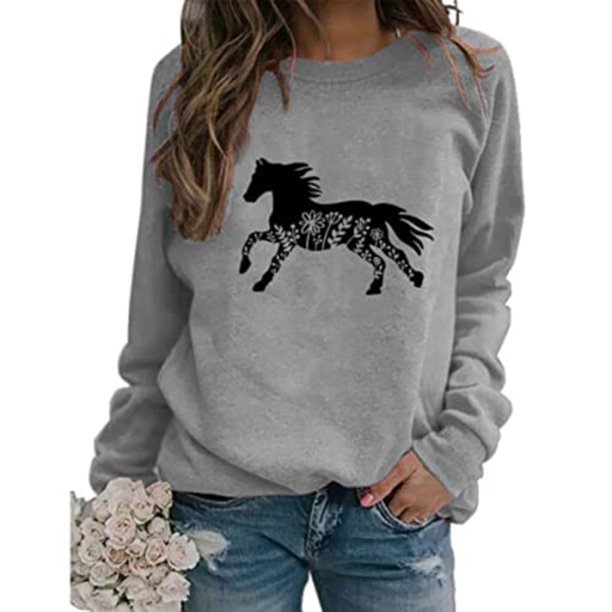 ICHUANYI Liquidación Moda Mujer Impreso Camiseta Suelta Manga Larga Blusa Cuello Redondo Casual Tops ICHUANYI WER2023082202998