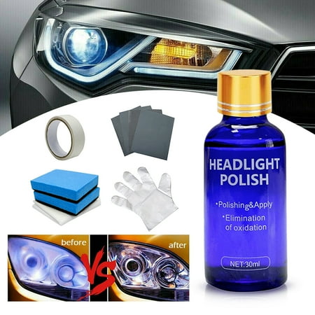 BASSTOP Car Headlight Lens Restoration Fluid Repair Kit Plastic Light Polish Cleaner