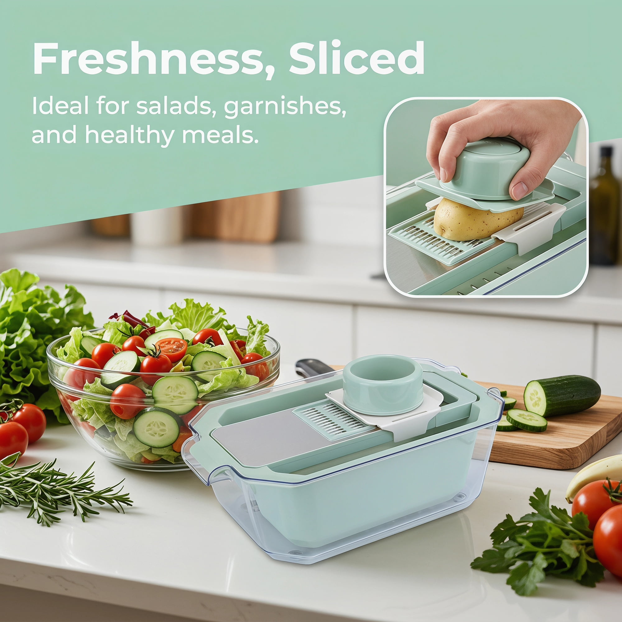 Unique Bargains Kitchen Slicer and Vegetable Chopper for Cooking 6 in 1(C) 13.6"x8.3"