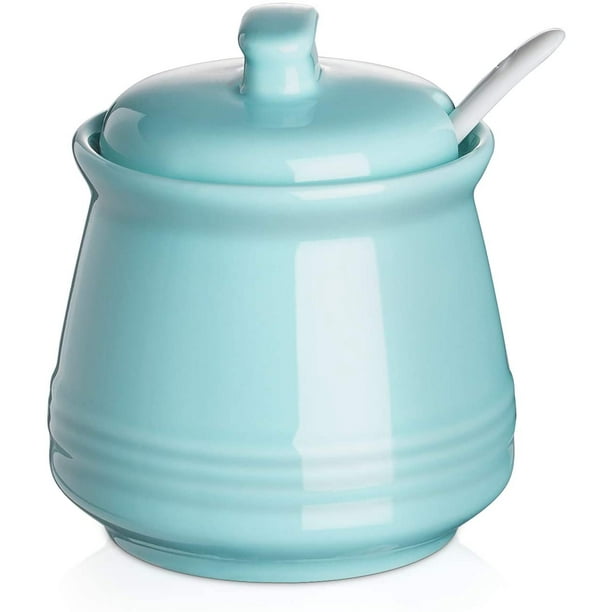 DOWAN Porcelain Sugar Bowl, 12 Ounce Ceramic Sugar Bowl with Lid, Sugar