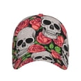 thumbnail image 2 of Naloa Original Classic Low Profile Hat Men Women Baseball Cap Dad Hat Adjustable Unconstructed Skull and Roses Print Cap, 2 of 9