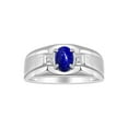 thumbnail image 1 of RYLOS Men's Rings Sterling Silver Classic 7X5MM Oval Gemstone & Diamond Ring Lapis Lazuli September Birthstone Rings For Men, Silver Rings, Size 12, 1 of 7