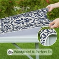 thumbnail image 6 of Square Tablecloth Bohemian Aesthetic Style, Waterproof Vinyl Table Cover, Backed, Elastic Edge for 34-36 Inch Table, 6 of 6