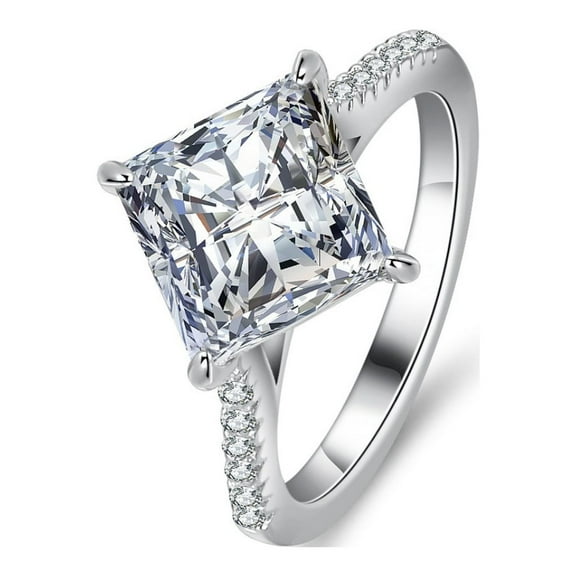 3ct Princess Cut Moissanite Rings for Women D Color VVS1 Clarity S925 Sterling Silver Diamond Rings Women Moissanite Engagement Rings with Certificate