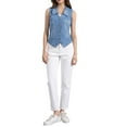 thumbnail image 2 of INSPIRE CHIC Women's Denim Washed Sleeveless Collared V Neck Button Down Waistcoat Vest XL Light Blue, 2 of 6