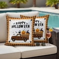 thumbnail image 4 of Orange Halloween Outdoor Waterproof Pillow Covers, Spooky Pumpkins Truck Black Cat Decorative Square Throw Pillowcase Sofa Cushion Sham for Patio/Couch/Chair, 26"x26" 2 Pack, 4 of 8