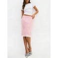 thumbnail image 4 of Pink Sequin Midi Skirt With Lace Trim A-Line Stretch Pencil Skirt, 4 of 7
