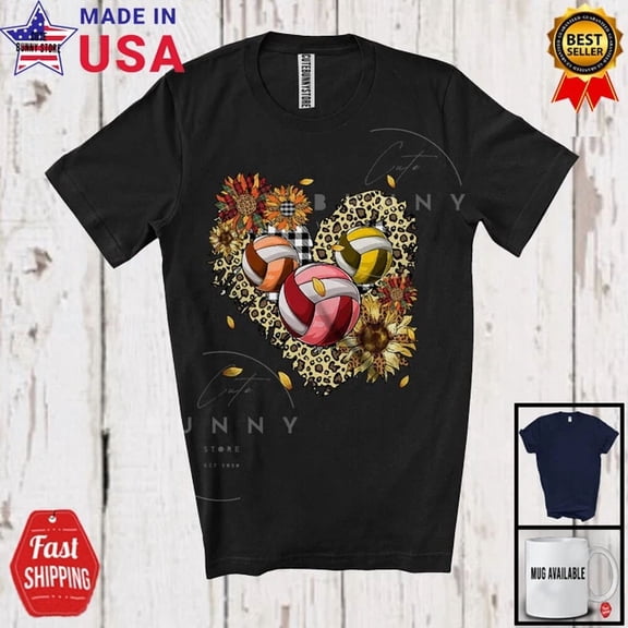 Hot Trending Kiraa Tee With Volleyball, Lovely Leopard Heart Sunflowers, Volleyball Team Group T-Shirt