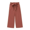 thumbnail image 5 of TEAJOPSUU Girls Wide Leg Pants Casual High Elastic Waist Palazzo Pants Loose Cotton Linen Long Trousers 4-14 Years B-Pink, 5 of 8