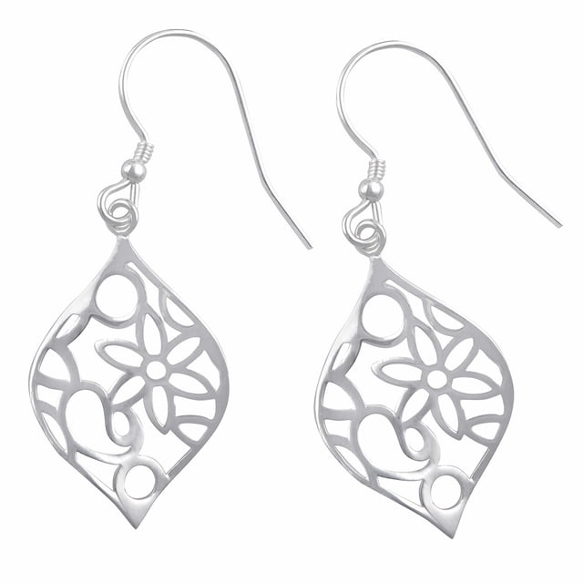 Aretes Colgantes de Margarita Grande Boho para Adolescentes en Plata Esterlina