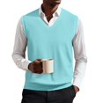 thumbnail image 2 of Men's Sleeveless Sweaters V Neck Sweater Vest Knit Pullover Casual Layering Vests for Men Classic V Neck Vest Blue 2XL, 2 of 5