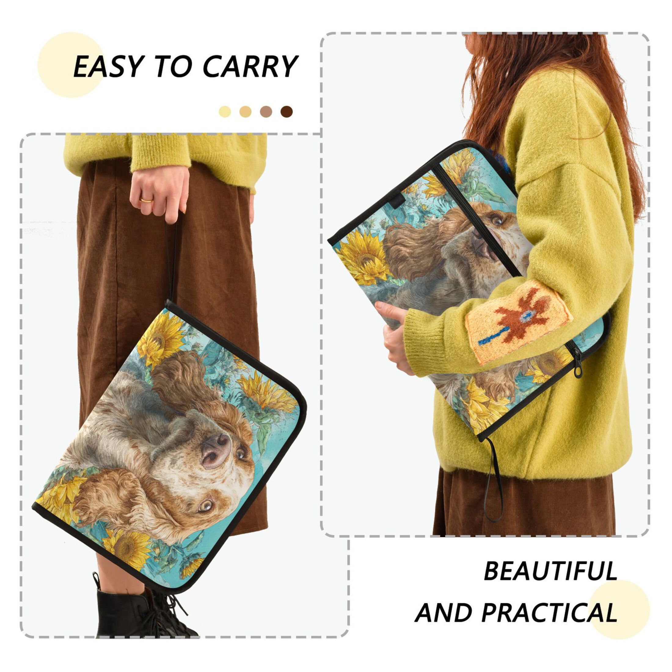 WOBOGO Cocker Spaniel Dog Expanding File Folder Letter Size Accordion Filing Organizer 13 Pocket Separate Organ Pocket