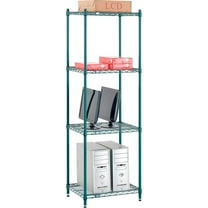 Nexel 4 Shelf Poly-Green Wire Shelving Unit Starter 30""W x 14""D x 86""H