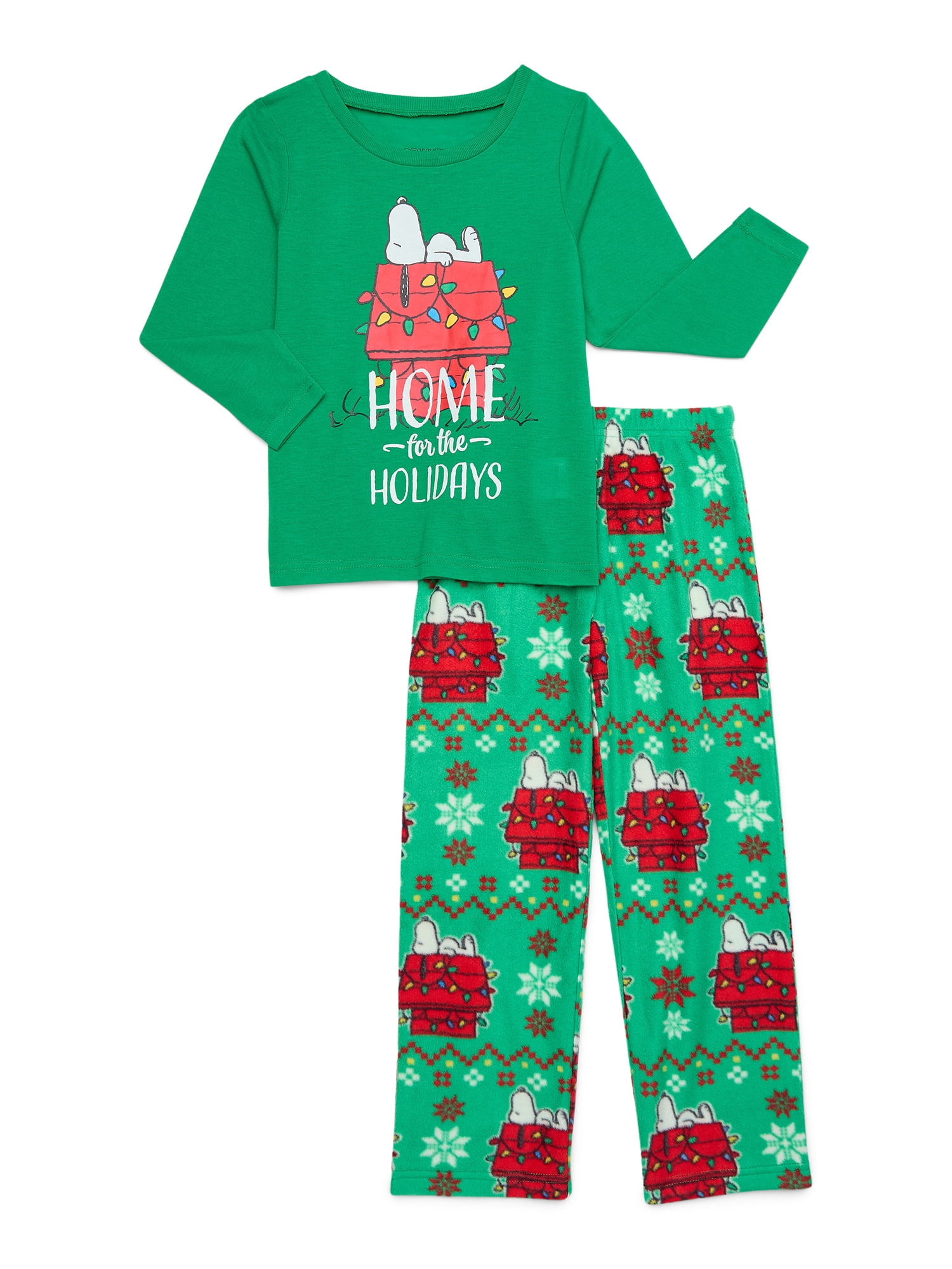 Snoopy Home for the Holiday’s Matching Family Pajama Sets, 2-Piece, Kids