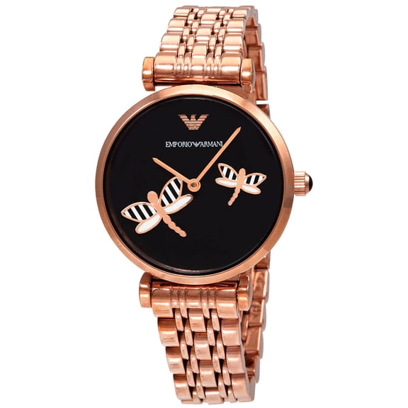 Emporio Armani Gianni T-Bar Quartz Black Dial Ladies Watch AR11206