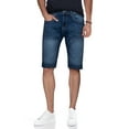 thumbnail image 1 of Men's Flex Stretch Slim Skinny Fit Casual Denim Jeans Shorts, Light Disstressed Dark Blue, Size 30, 1 of 9