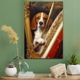 thumbnail image 2 of American Foxhound Cute Dog Harp Stretched Canvas Size 8x12 – Retro American Foxhound Dog Batter in Action With Harp for Themed Living Room, 2 of 5