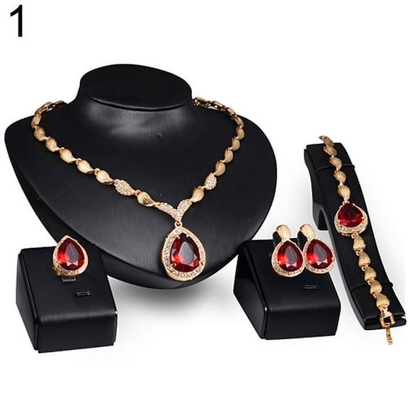 OPOLSKI Women Formal Party Waterdrop Cubic Zirconia Necklace Earrings Bracelet Ring US6-9