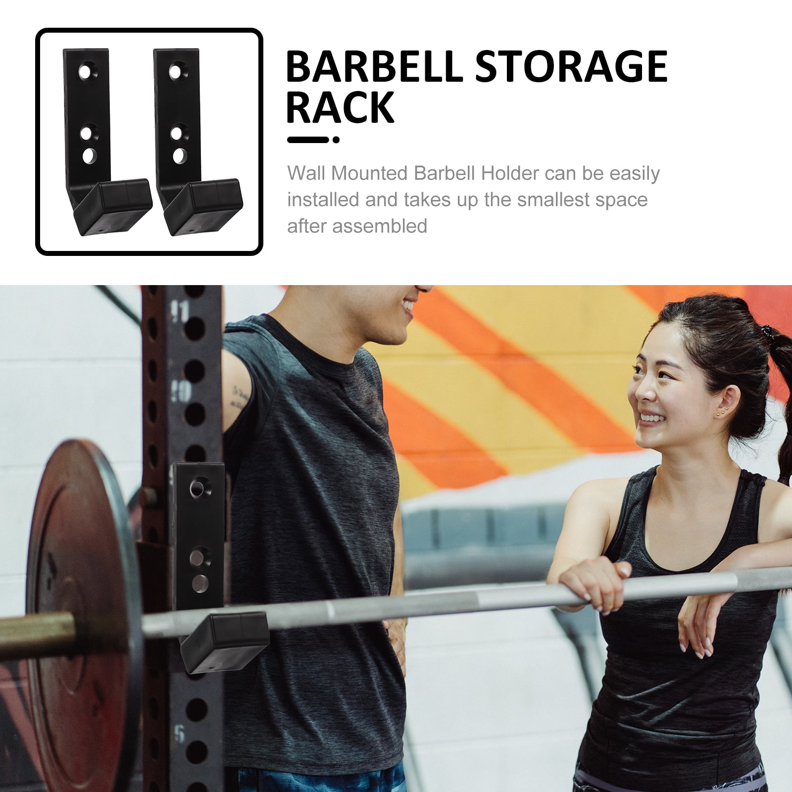 2Pcs Wall Mounted Barbell Rack Barbell Storage Rack Weight Bar Holder