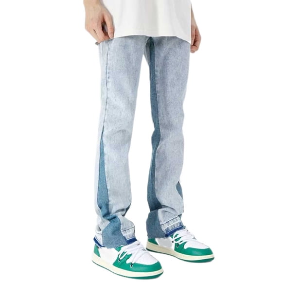 HBFAGFB Denim Pants for Men Male Jeans Casual Straight Trouser Jeans Versatile Mens Pants Blue Size M