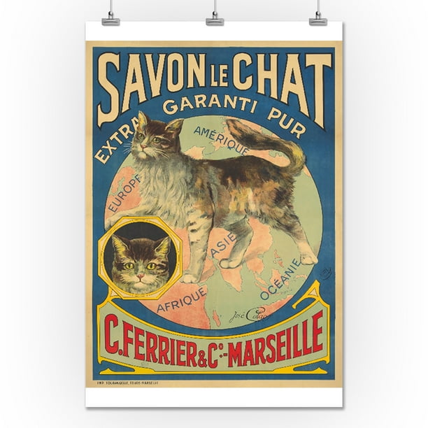 Savon Le Chat Vintage Poster Artist Calaos France C 15 24x36 Giclee Gallery Print Wall Decor Travel Poster Walmart Com Walmart Com