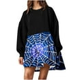 thumbnail image 1 of DecSea Robe Midi à Manches Longues pour Femmes avec Col à Nœud Patchwork en Ligne A et Blocs de Couleur, 1 of 5