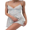 thumbnail image 1 of Femmes Floral Mini Robe Spaghetti Sangle Sans Manches Bodycon A-Line Robe Courte, 1 of 6