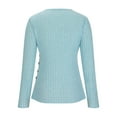 thumbnail image 6 of Kmdttou Summer 50% off Clearance! Women's Ladies Loose Casual Solid Color Pullover With Buttons Long Sleeves And Grooved Knitted Sweater on Clearance!, 6 of 8