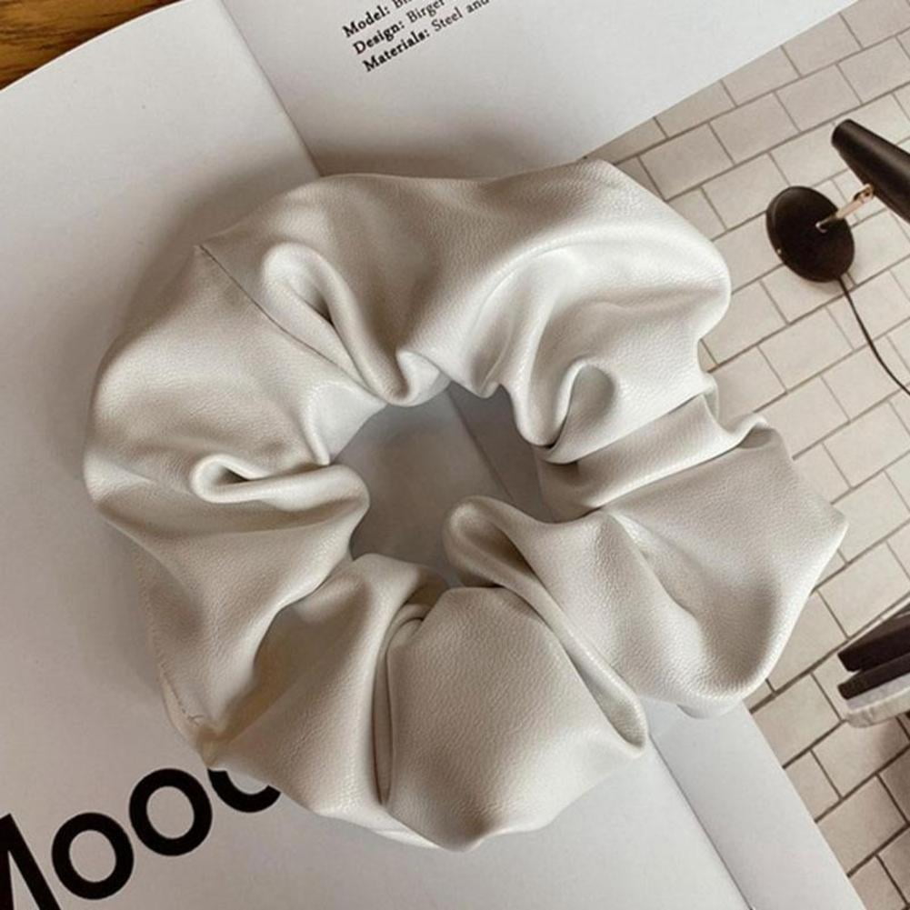 Soft Leather Hair Scrunchies Elastic Ponytail Holders for Thick Hair Glossy Hair Ties Elastic Hair Bands Rope for Women Girls Korean Hairstyle Hair Accessories L9R7