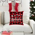 thumbnail image 4 of Merry Christmas Throw Pillow Covers,18x18 Inch Xmas Flax Black and Red Plaid Pillowcase,Xmas Trees Truck Buffalo Plaid Believe Farmhouse Decorative Cushion Cases for Decoration, 4 of 5