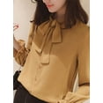 thumbnail image 5 of MarinaVida Women's Bow Tied Neck Chiffon Blouses Casual Loose Long Sleeve Office Work Solid Tops Shirts, 5 of 5