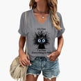 thumbnail image 2 of Trendfront Womens Funny Cat Graphic Tee Fashion V Neck Short Sleeve Tops Summer T Shirts Casual Slogan Print Weekend Relaxed Pullover Shirt, 2 of 5