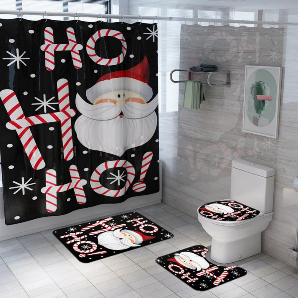 Harry Potter 4Pcs Bathroom Shower Curtain Toilet Seat Cover Bath Mat Waterproof