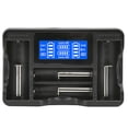 thumbnail image 2 of Cargador de batería SEIVI negro portátil para PC, con pantalla LCD inteligente, USB, de cuatro ranuras para NiMH, NiCd, AA, AAA, Li-ion, LiFePO4, IMR, 18650, 26650 y 14500, 2 of 9
