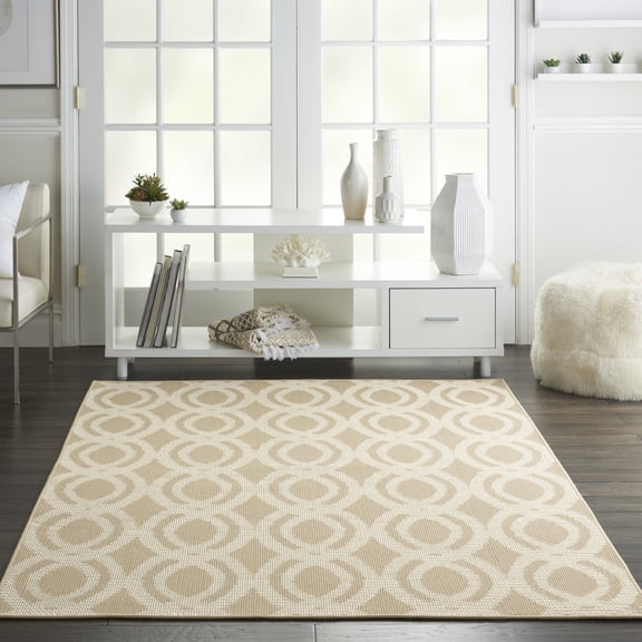 Nourison Calabas Modern Beige/Cream 5'3" x 7'3" Area Rug, (5x7)