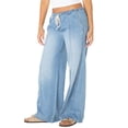 thumbnail image 4 of Celebrity Pink Women's and Women's Plus Drapey Wide Leg Jeans, Sizes XS-4X, 4 of 13