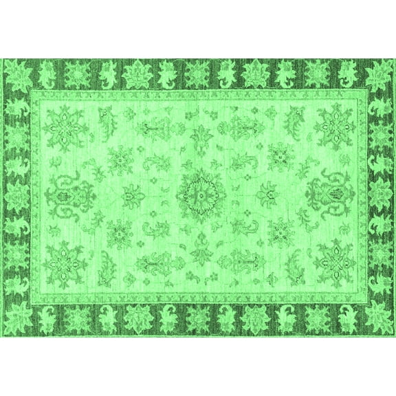 Ahgly Company Indoor Rectangle Oriental Emerald Green Traditional Area Rugs, 2' x 3'