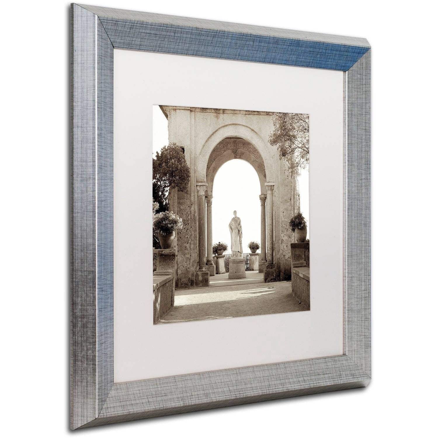 Trademark Fine Art "Giardini Italiano VIII" Canvas Art by Alan Blaustein, White Matte, Silver Frame
