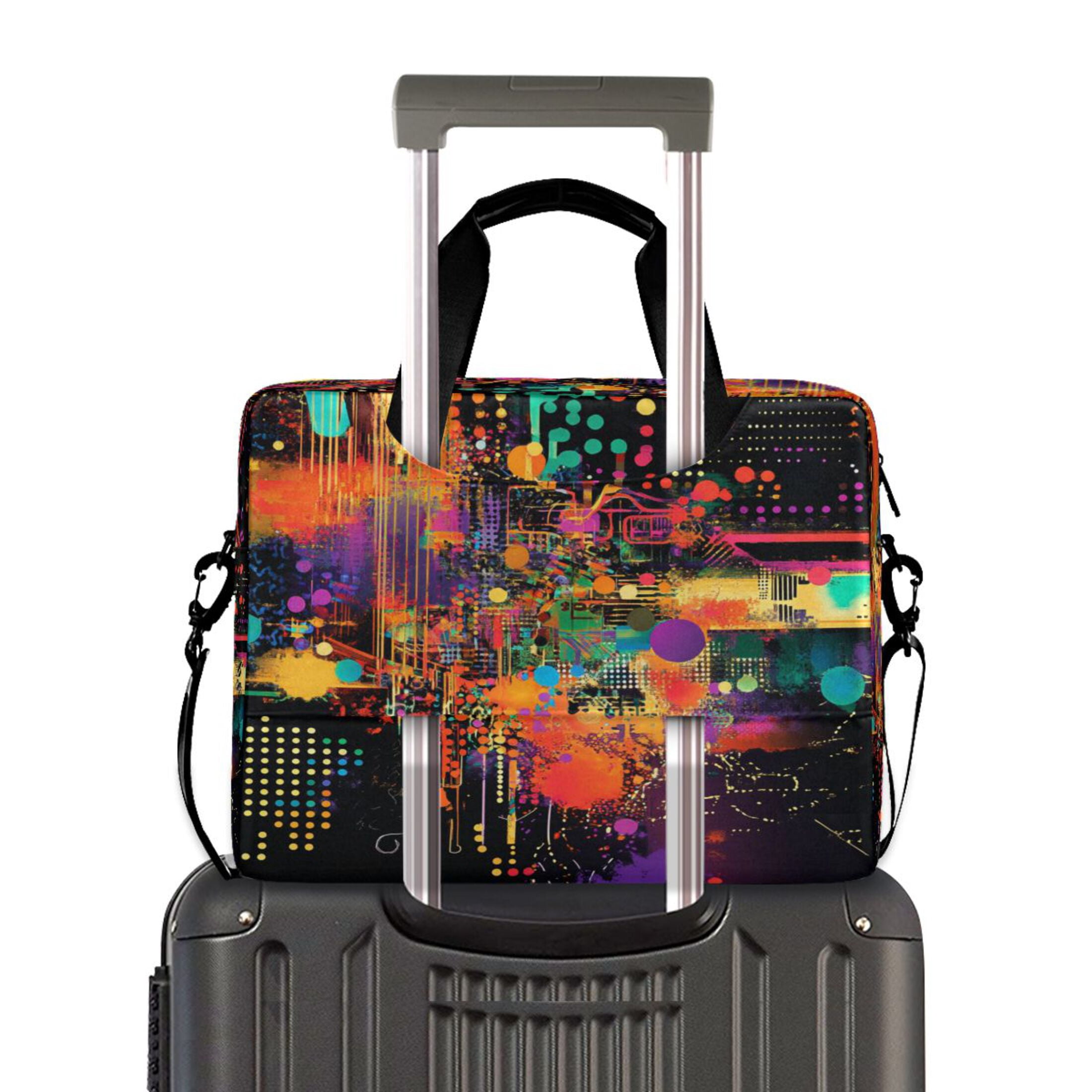 16" Laptop Tote Bag Laptop Sleeve Case Computer Briefcase for Work & Travel Data Streams Pattern