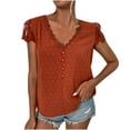 thumbnail image 1 of Blusas sueltas de manga corta con cuello en V de color sólido informal para mujer con estilo OAVQHLG3B Store lin121212, 1 of 5