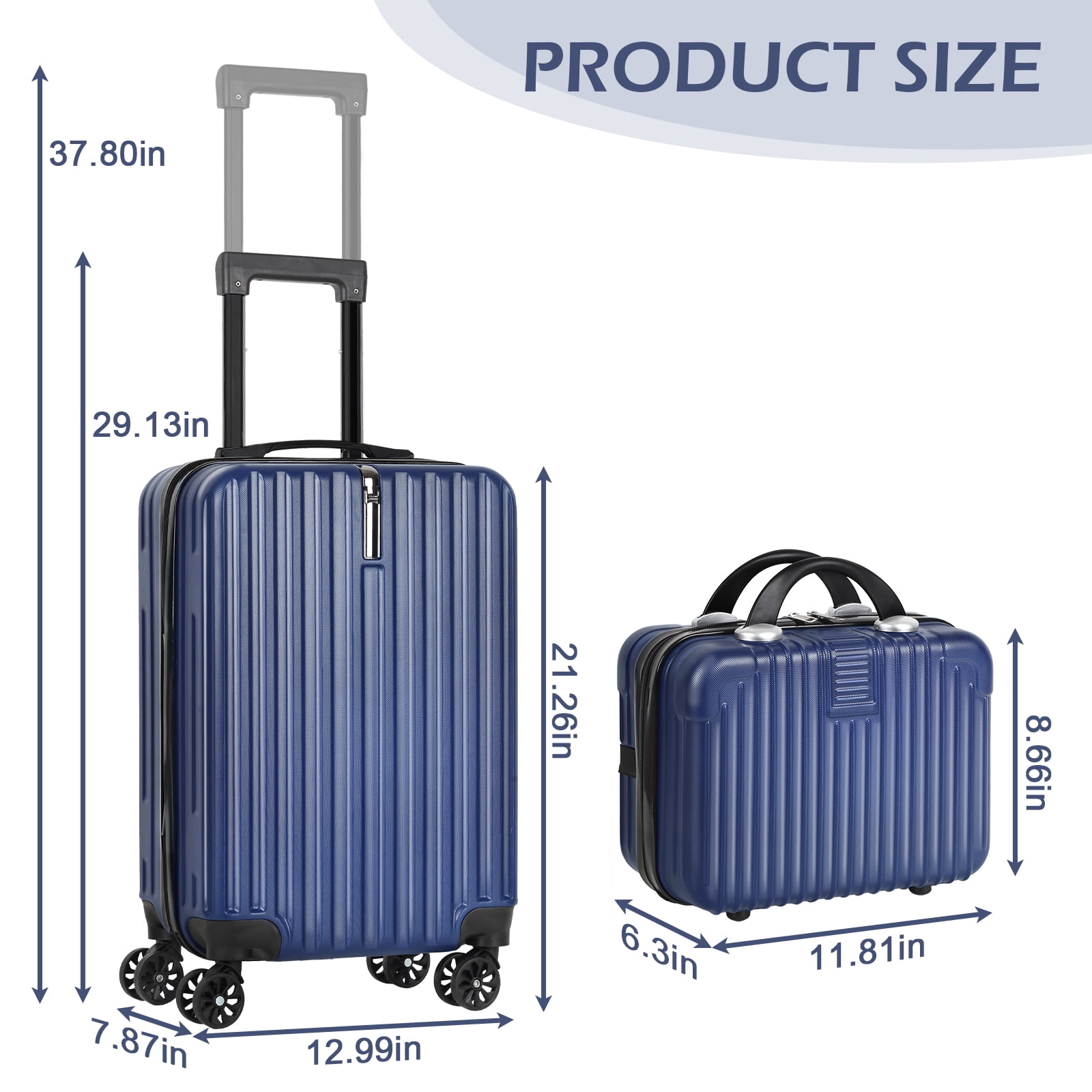 20 in Hardside Luggage with 14" Makeup Case, Airline Approved Carry On Suitcase