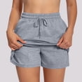 thumbnail image 2 of ClodeEU Women's 2-in-1 Athletic Shorts,Drawstring Waist Workout Shorts with Liner and Pockets Gray,Women's Plus XL, 2 of 9