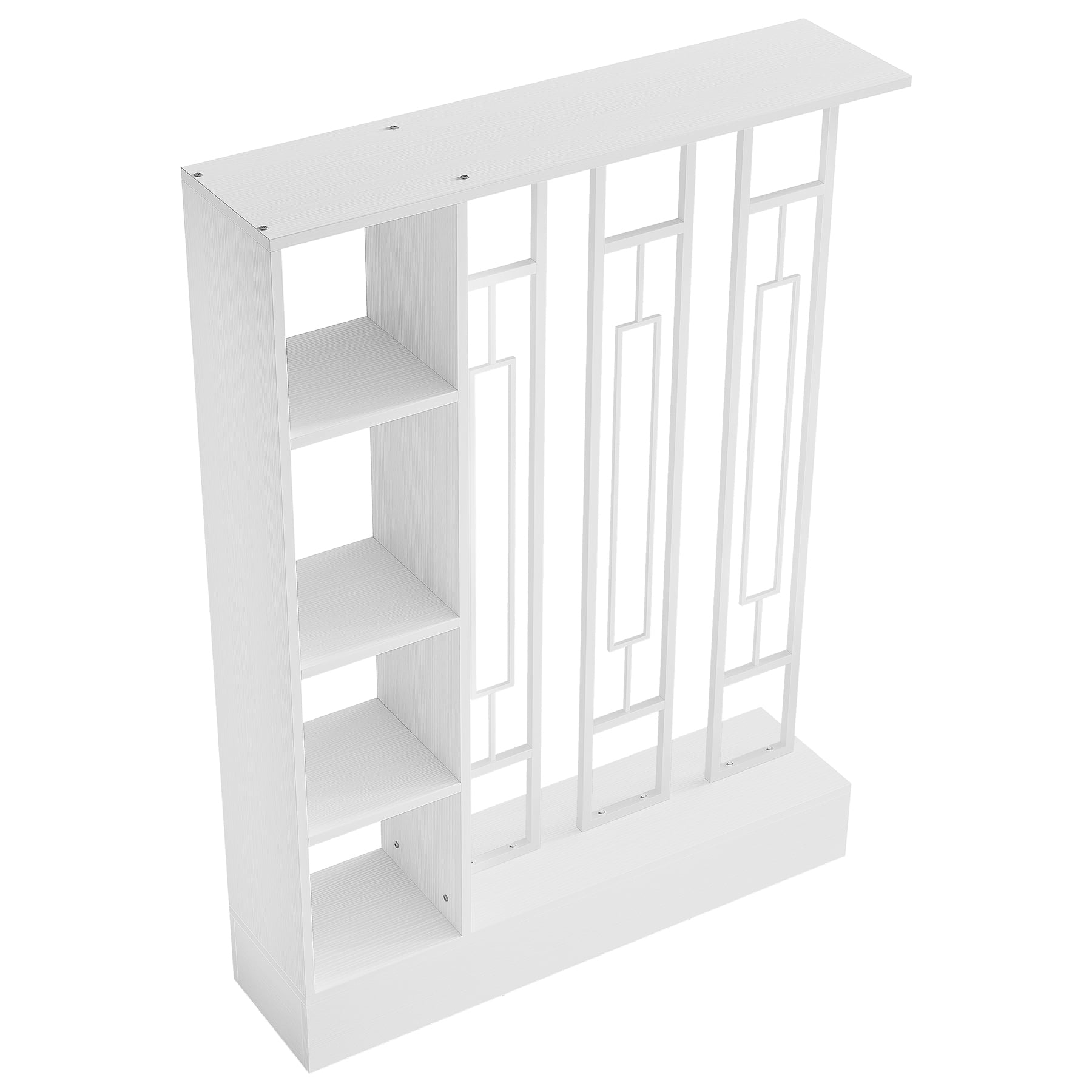 Finmind Wall Room Divider with Display Shelves, 70.9 inch Modern Freestanding Room Divider with Sturdy Base for Home & Office, White