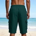 thumbnail image 7 of ctdiral Mens Linen Casual Shorts Elastic Waisted Drawstring Beach Shorts Solid Color Loose Fit Cargo Shorts Multi Pockets Lounge Shorts, 7 of 7