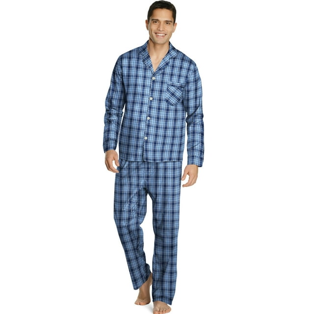 Hanes Pyjama Tissé pour Hommes, 5TG, Carreaux Bleus