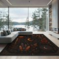 thumbnail image 2 of ODIKA 8'x10' Washable Area Rug Midnight Black Mystical Autumn Design Elegant Celestial with Seasonal Accents for Dining Room, Large Office, Lounge, Non-Slip Chair-Friendly Mat, 2 of 7