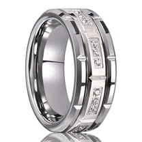 8mm Wide Tungsten Steel with a Circle of Diamonds Combination Ring Men's Ring