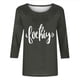 thumbnail image 5 of Mujeres Tres Cuartos de Manga Tops Día de la Mujer Impreso Cuello Redondo Blusa Suelta, Suéter de Manga Casual 3/4 para el Uso de Primavera Y Verano, 5 of 5